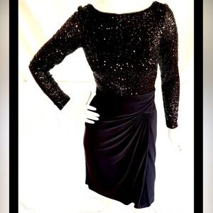 Black Sequin Long-Sleeve Cocktail Dress size 4 by Ralph Lauren